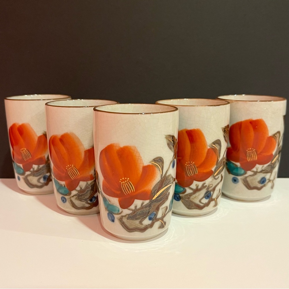 5 Vintage Floral Tea/Sake Cups